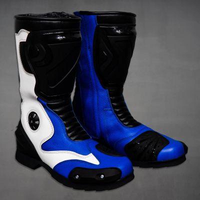 Leather Blue Biker Boots