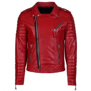 Red Leather Biker Jacket