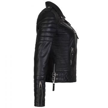 Biker Quilted Leather Jacket Womens