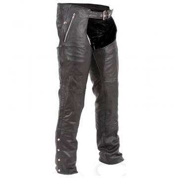 Premium Men's Black Leather Motorcycle Chaps