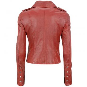 Cutaway Leather Asymmetrical Jacket for Women