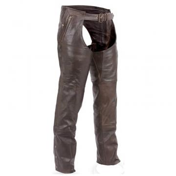Premium Leather Motorcycle Chap Brown