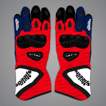 Maverick Vinales Red Biker Gloves MotoGP 2023