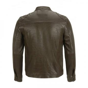 Biker Leather Jacket Men's Brown