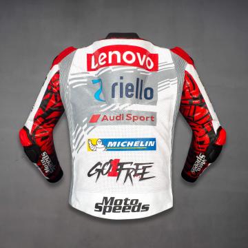 Francesco Bagnaia White Leather Moto Jacket WT 2024