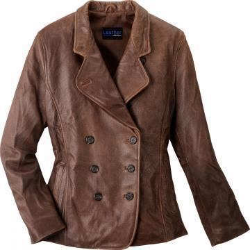 Leather Peacoat For Womens Brown