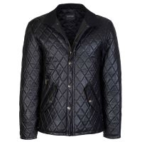 Black Diamond Leather Jacket front view