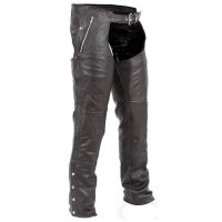 biker leather chaps black