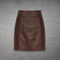 Brown Leather Mini Skirt front view