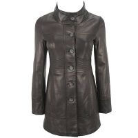 ladies long leather coat