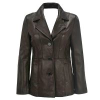 3 button leather blazer