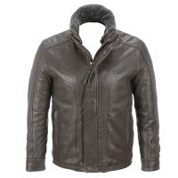 leather jacket with shearling collar