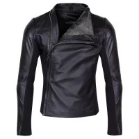 Slim & Smart Leather Jacket with Fur Lining front view