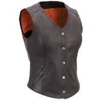 Women Leather Motorcycle Vest