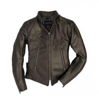 Womens Cafe Racer Leather Jacket front view