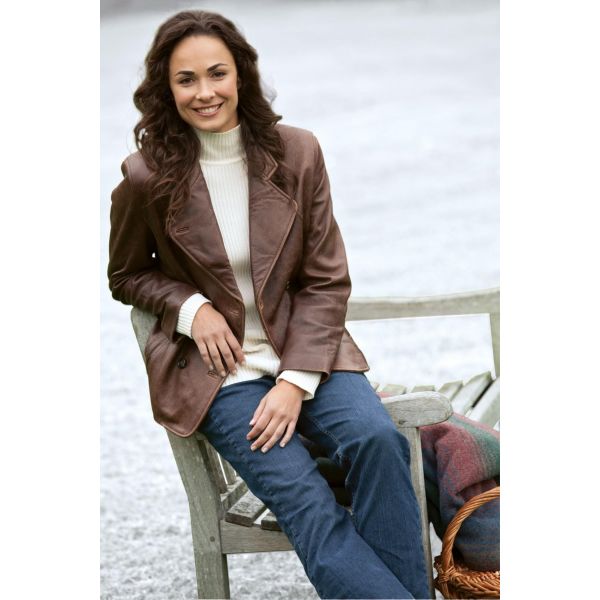 womens leather peacoat